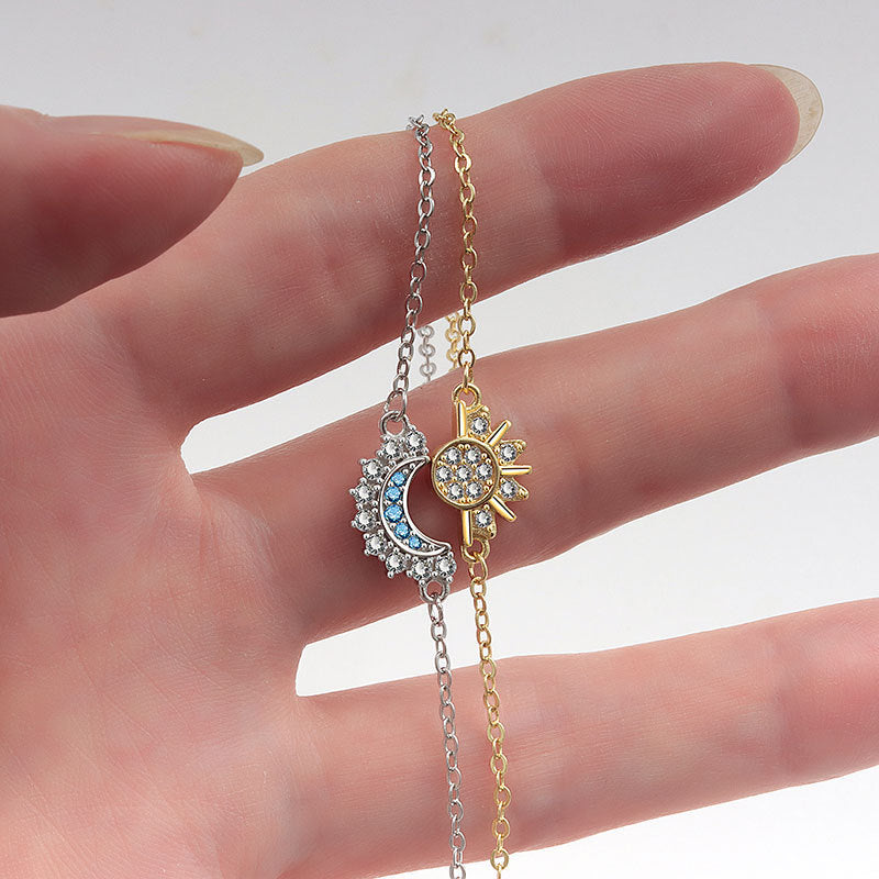Sun Moon Star Double-Layer Contrast Color Bracelet (Light Luxury Niche Stackable Wrist Accessory)