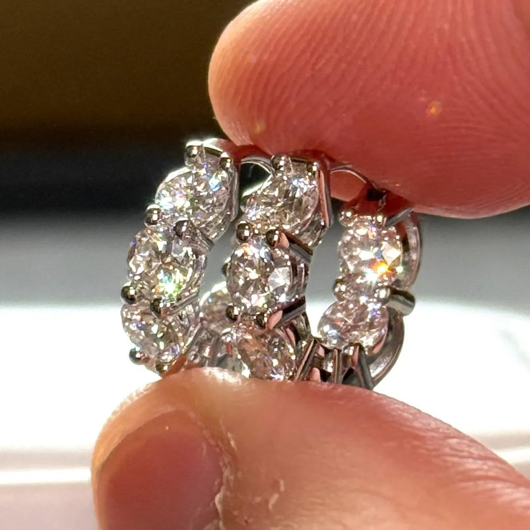 S925 Silver Paved Diamond Hoop Earrings
