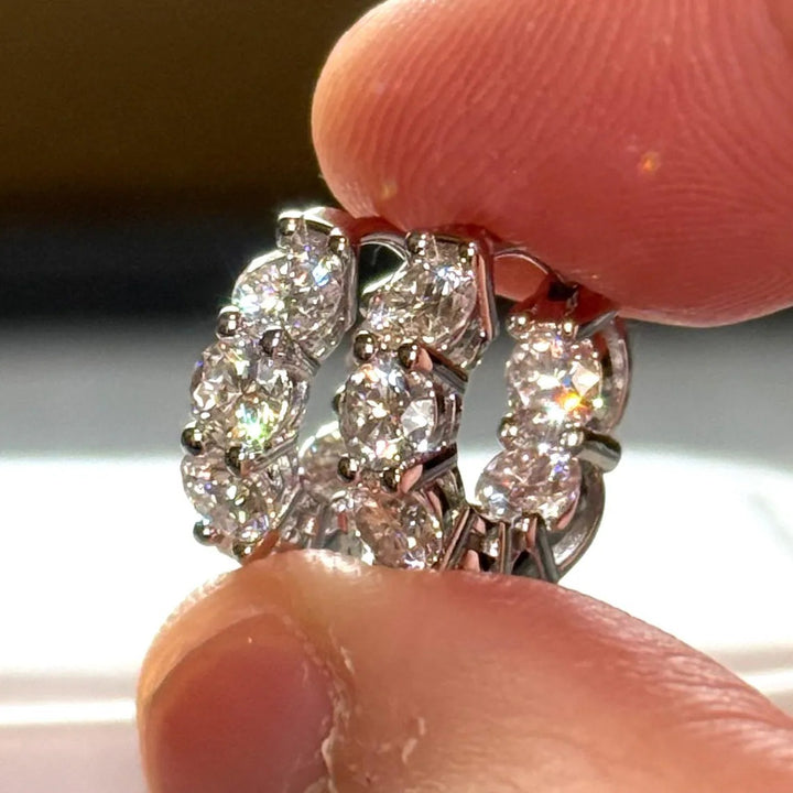 S925 Silver Paved Diamond Hoop Earrings