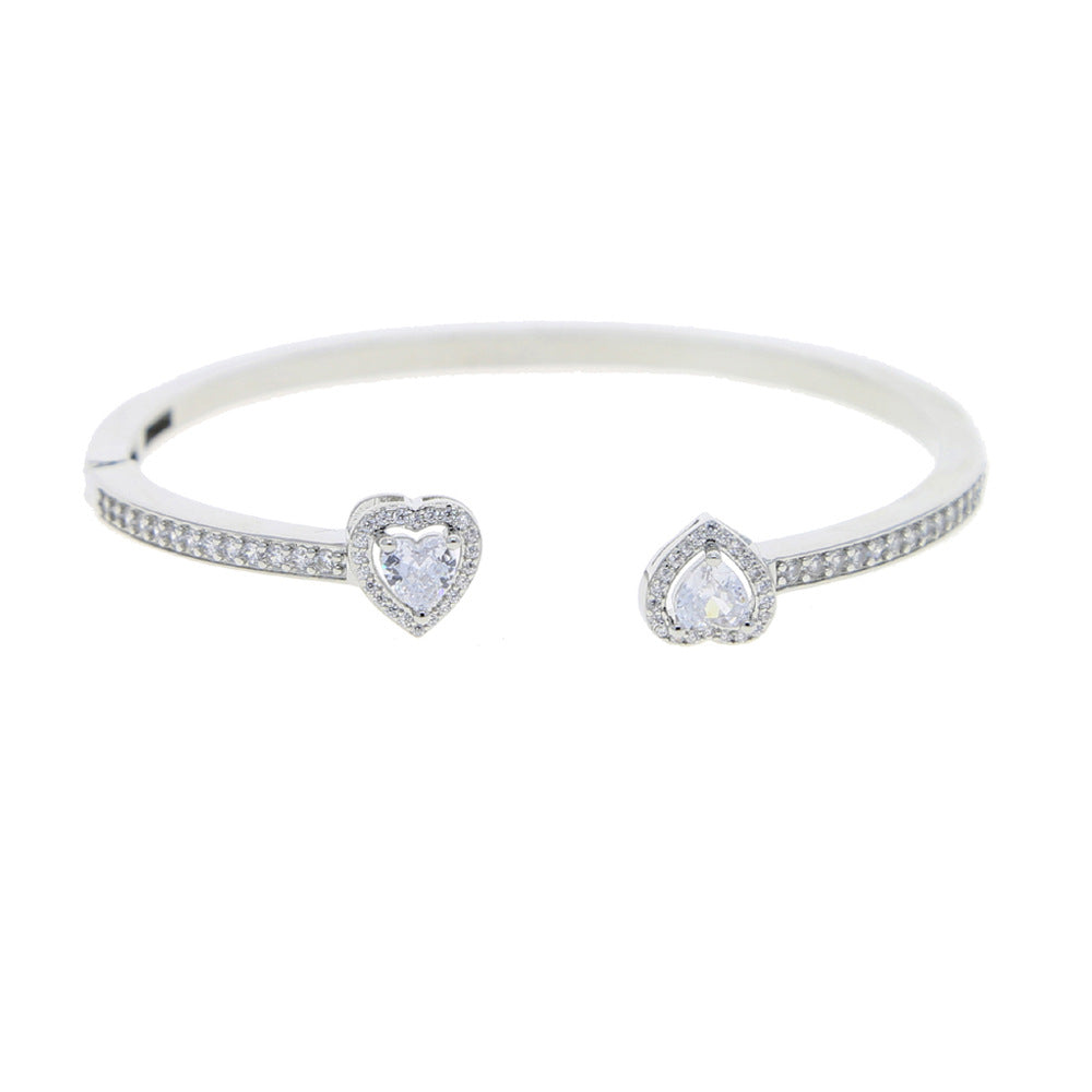 Luxury Diamond Bracelet Trio (Heart Cuff, Round Tennis, Heart Tennis)