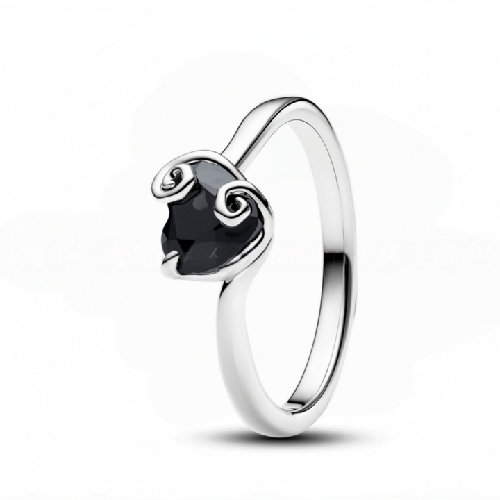 Auspicious‑Cloud Heart‑Shaped Zircon Ring, Two‑Tone Options