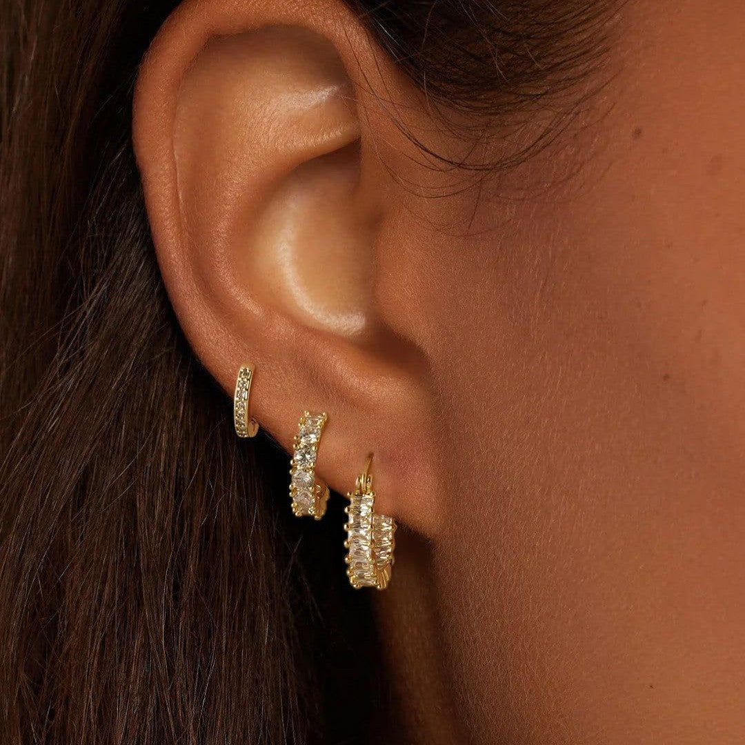 Multi-Size Pavé C-Huggie Earring Set (Luxury Classic Versatile Earrings)