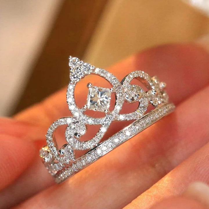 Princess Crown Double‑Layer Diamond Ring