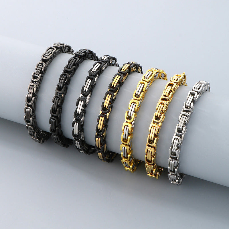 Byzantine Chain Geometric Titanium Steel Bracelet (Luxury Street Edgy Wristband)