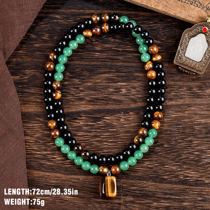 Tiger Eye Double-Layer Energy Necklace (Wealth-Attracting Retro Layered Style)
