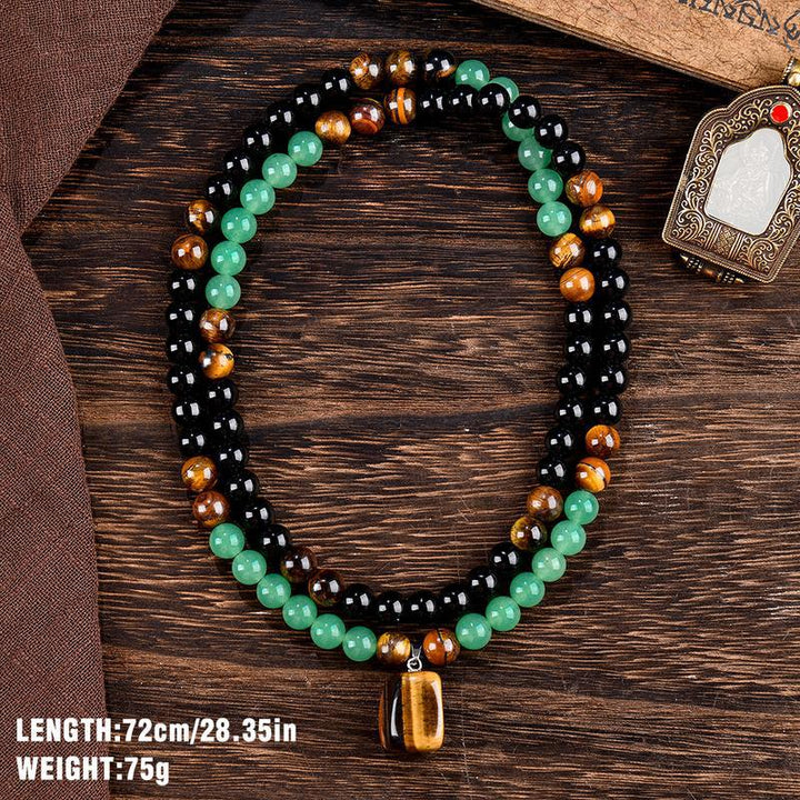 Tiger Eye Double-Layer Energy Necklace (Wealth-Attracting Retro Layered Style)