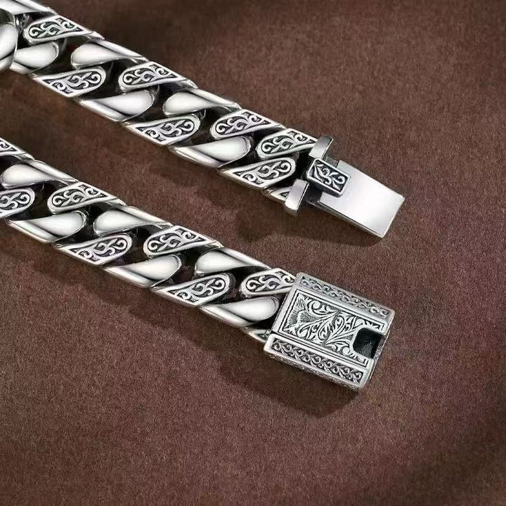 Vintage Engraved Cuban Link Bracelet (Niche Personalized Men's Bracelet)