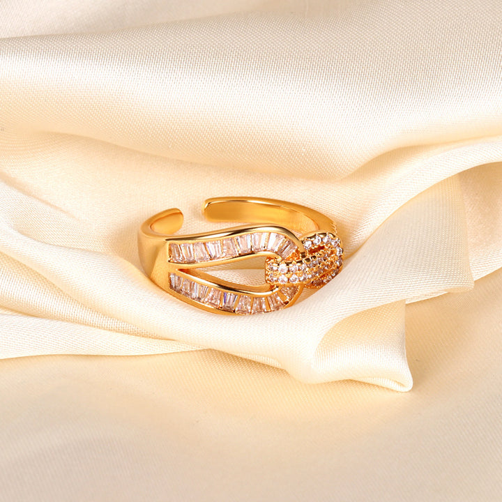 Diamond Knot Open Ring (2 Colors Luxury Delicate Statement Band)