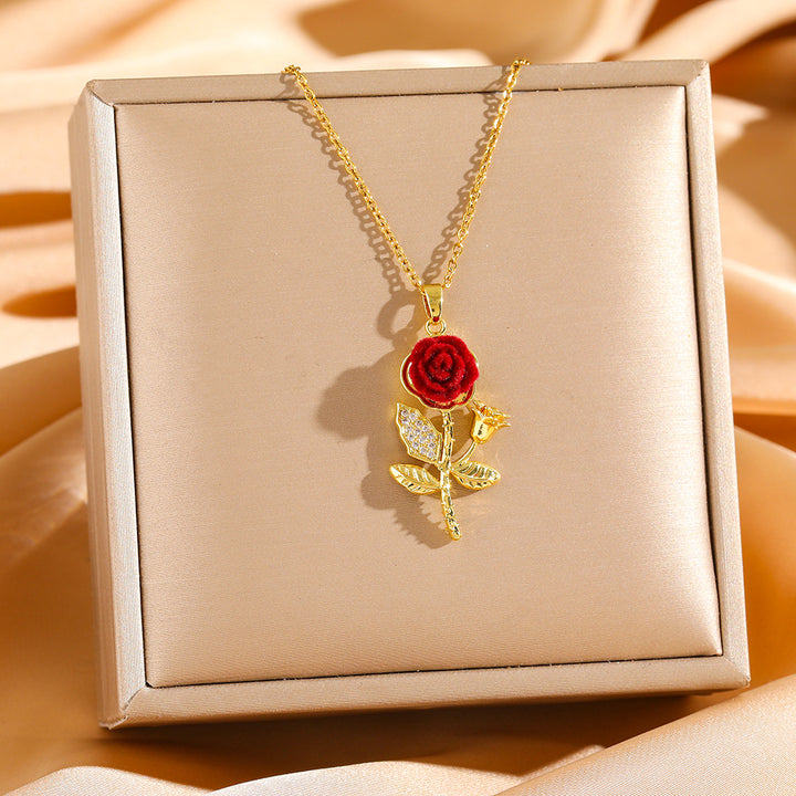 Velvet Rose Collection Necklace Set (Light Luxury Niche Romantic Necklace)