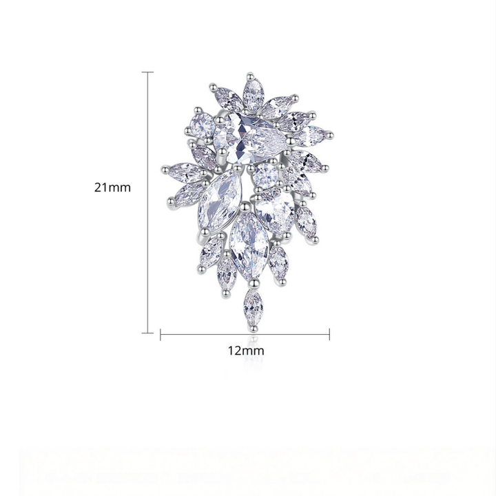 Marquise Cluster Full Diamond Stud Earrings, Luxurious Radiant Multi-cut Diamond Banquet Stud Earrings, Silver Luxury Earrings