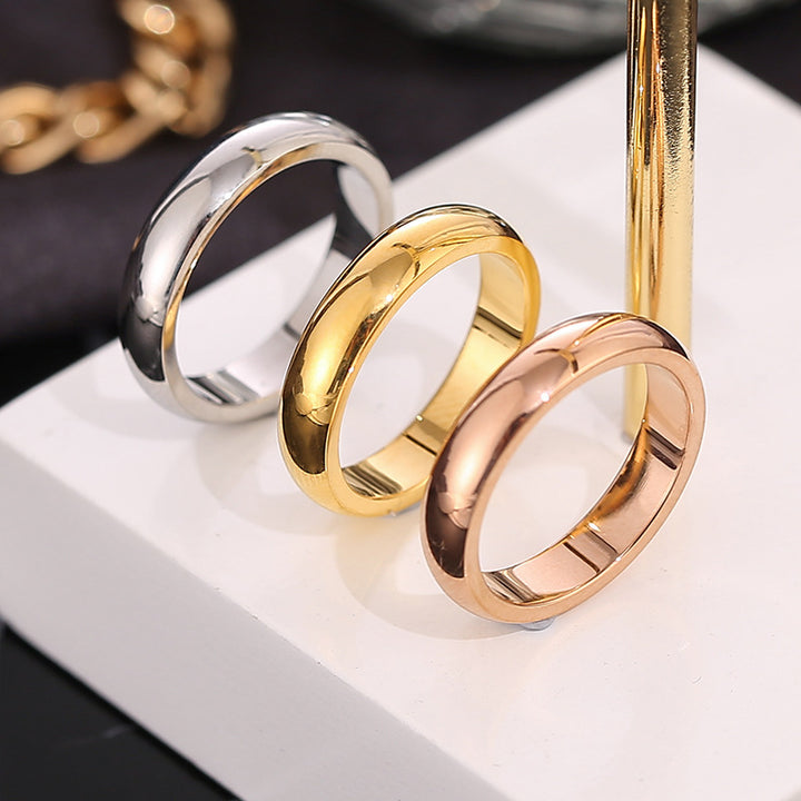 4mm Polished Domed S925 Silver Ring, 3 Colors Plain Band, Minimalist Couple Ring