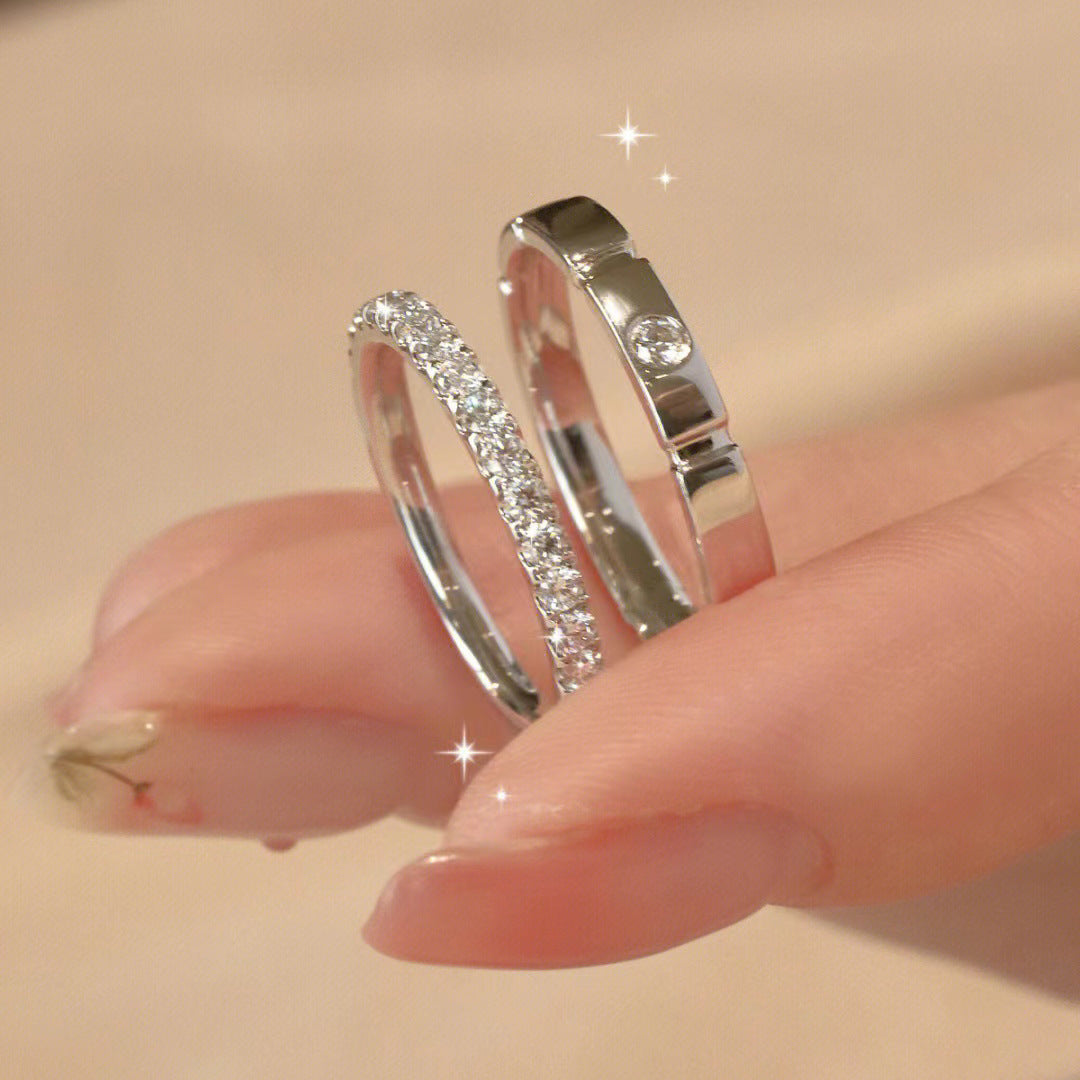 Minimalist Segmented Diamond Couple Rings (Luxury Daily Bond Style)