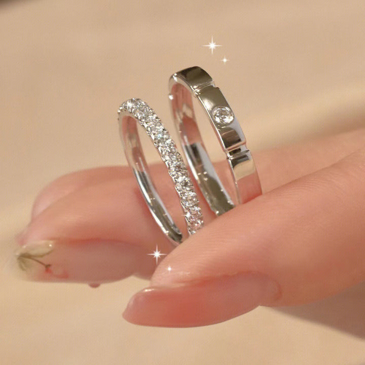 Minimalist Segmented Diamond Couple Rings (Luxury Daily Bond Style)
