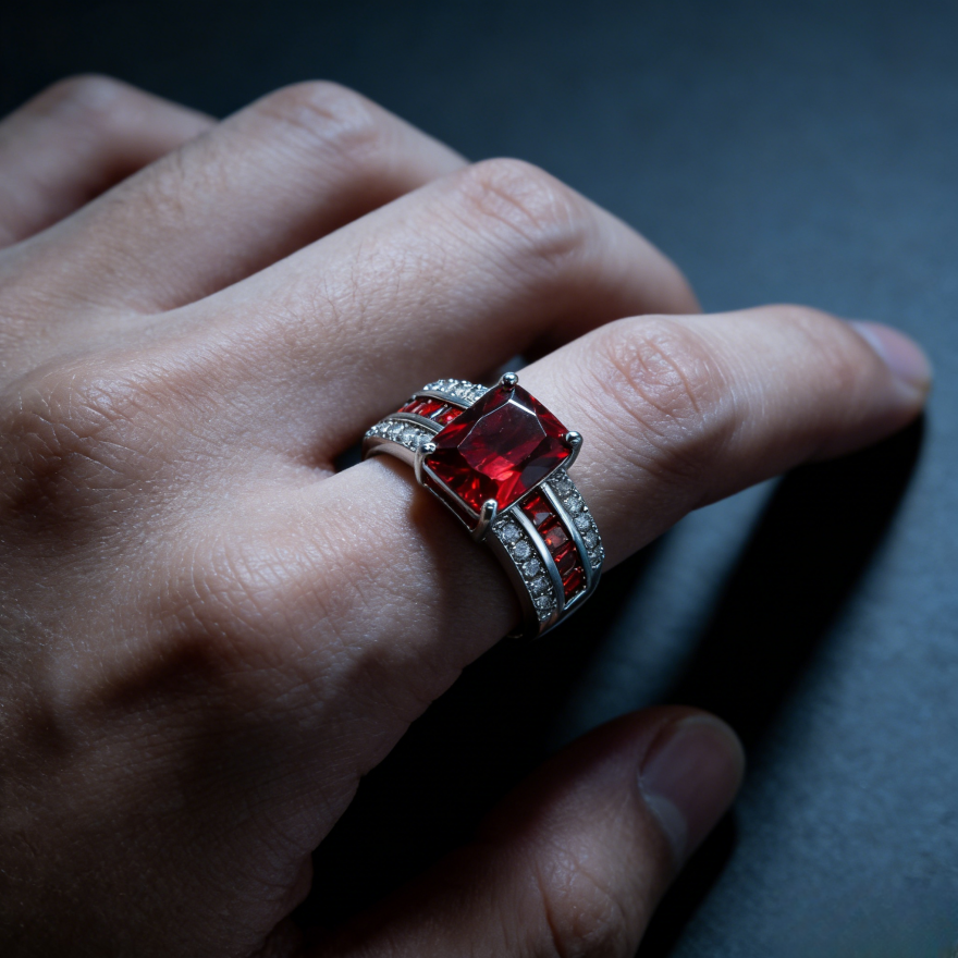 Square Cushion Gemstone Pavé Ring (Luxury Vintage Glam Band)