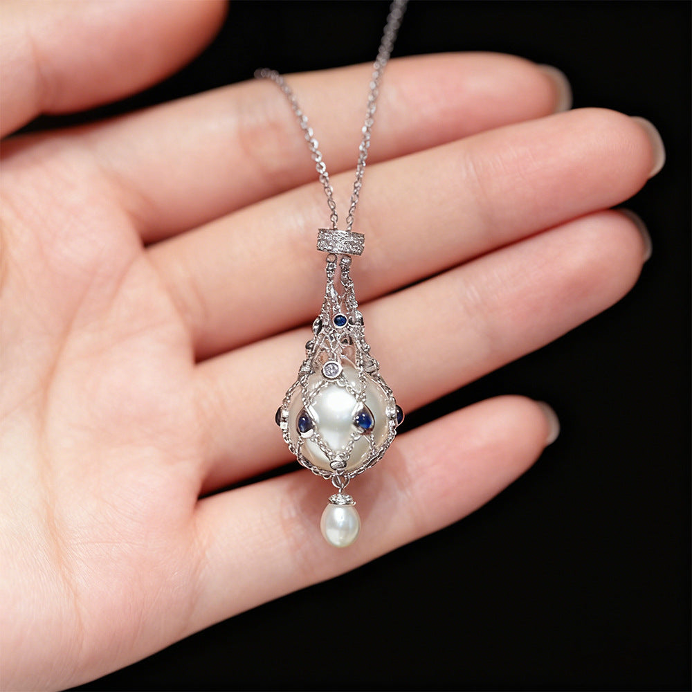 Vintage Cage Pearl Lantern Necklace Set (Light Luxury Niche Royal Choker)