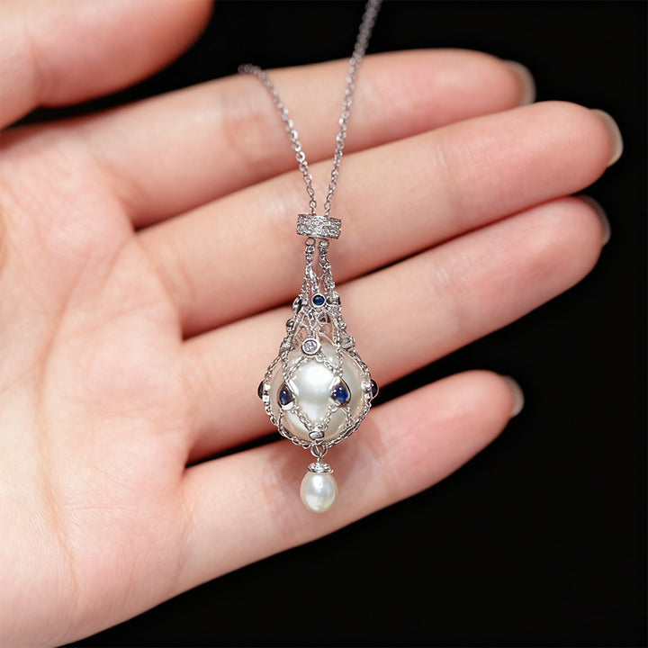 Vintage Cage Pearl Lantern Necklace Set (Light Luxury Niche Royal Choker)