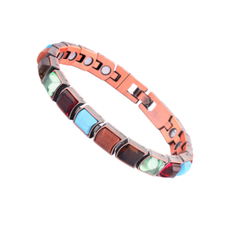 Vintage Copper Multi-Stone Magnetic Therapy Bracelet (Multiple Styles Women's Health Bangle)