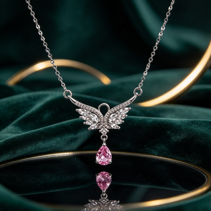 Angel Wing Teardrop Diamond Necklace