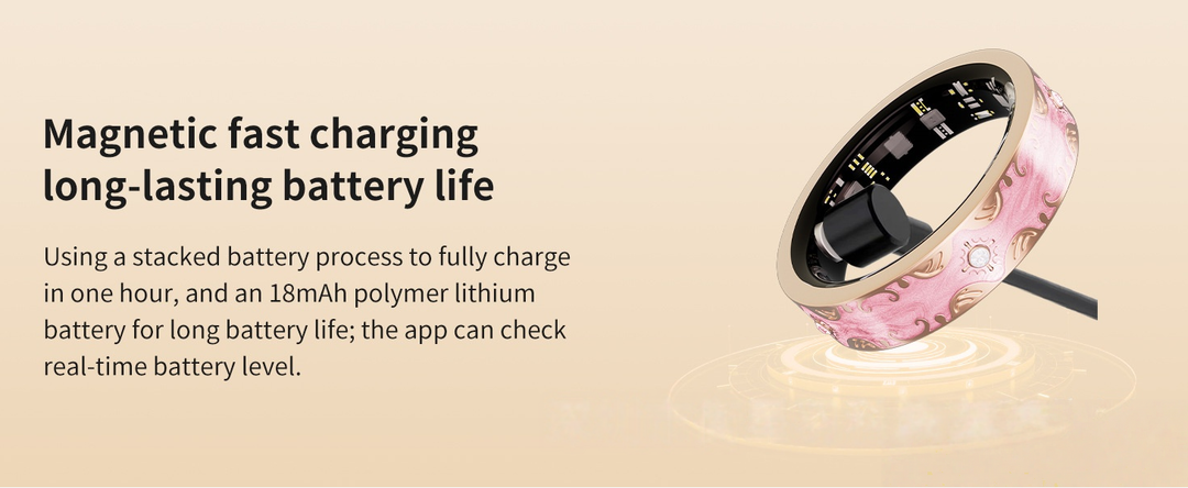 Vintage Enamel Smart Health Ring, Magnetic Fast Charging Waterproof Sports Blood Oxygen Heart Rate Sleep Tracker Band