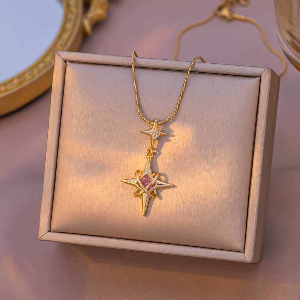 Double Star Pink Diamond Necklace