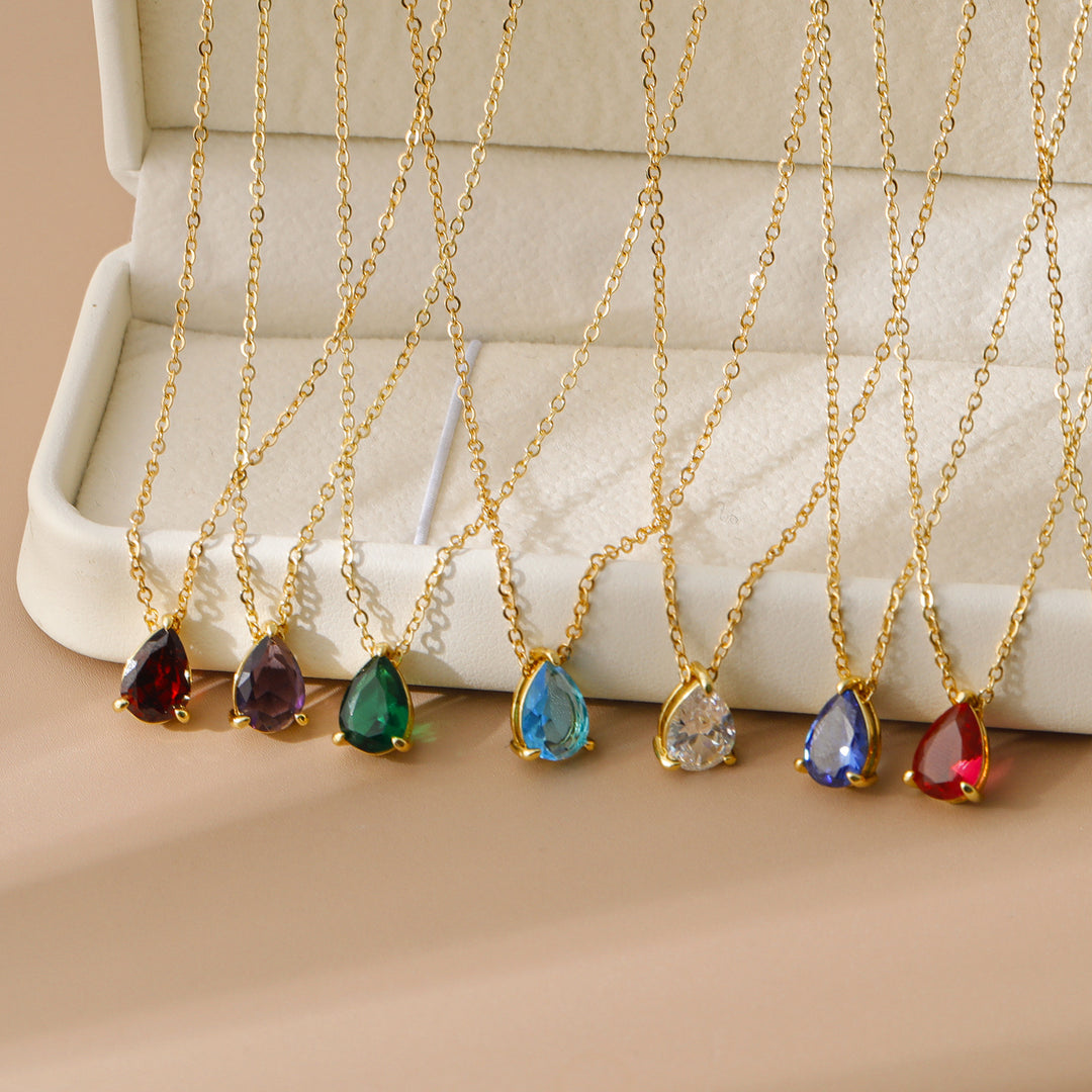December Birthstone Teardrop Choker (Light Luxury Niche Rainbow Pendant Necklace)