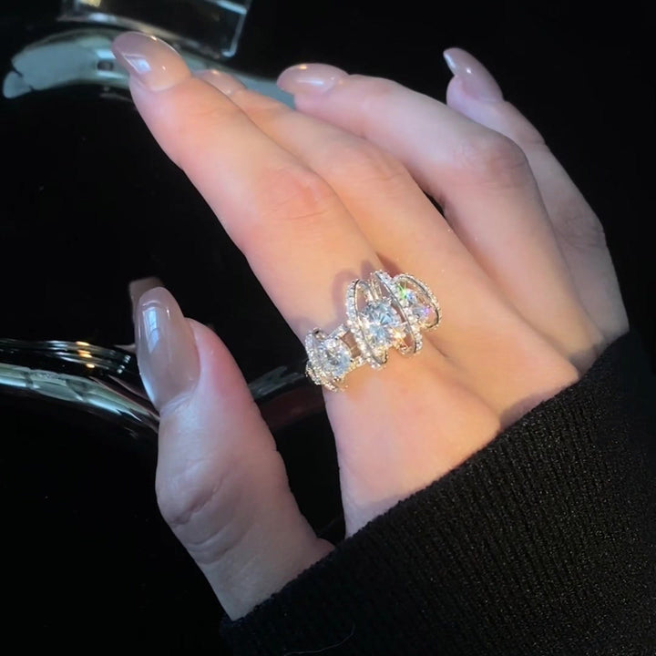 Rotatable Multi‑Band Heart‑Cut Diamond Women’s Ring