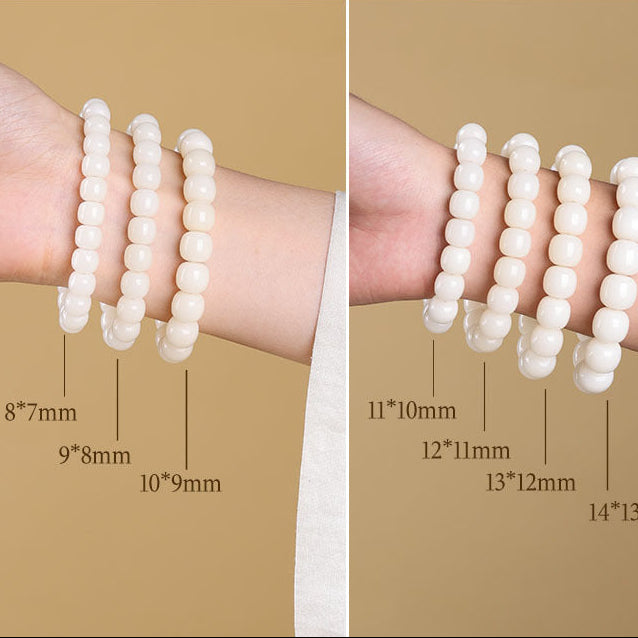 White Jade Old Barrel Bead Bracelet (Warm Elegant Playable Jewelry)
