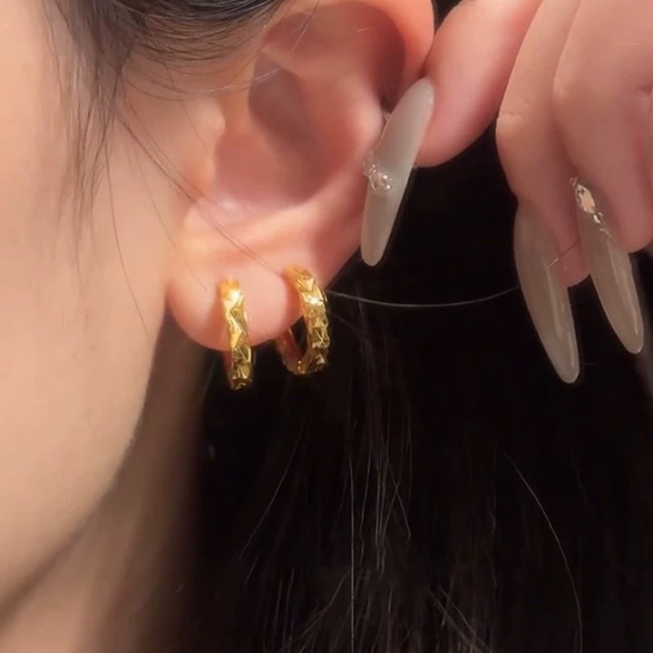 S925 Silver Faceted Huggie Hoop Earrings