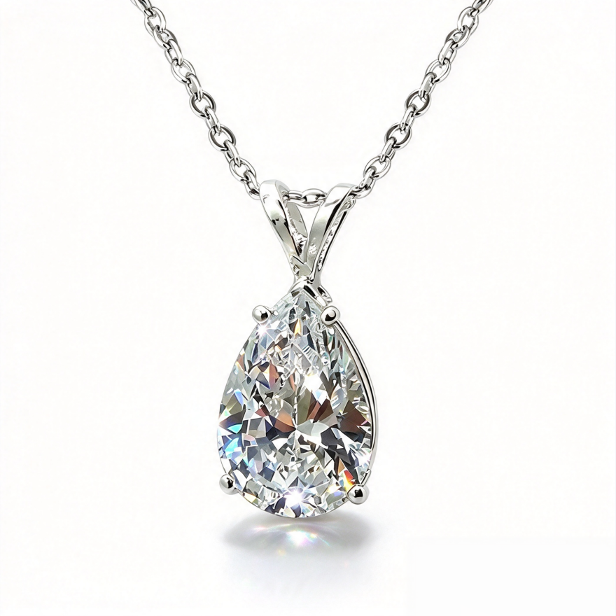 S925 Silver Pear-shaped Teardrop Gemstone Pendant Necklace, Multi-color Luxury Evening Choker