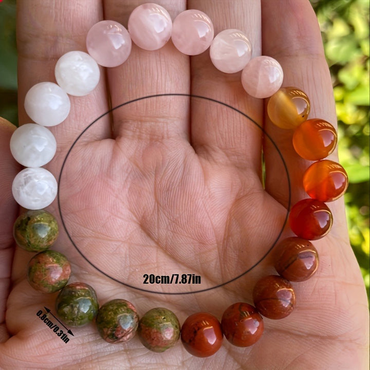 Multi‑Variety Natural Crystal Energy Bracelet, Fertility & Lucky Theme Mixed‑Bead Single Strand Bracelet, 2‑Options Natural Stone Jewelry