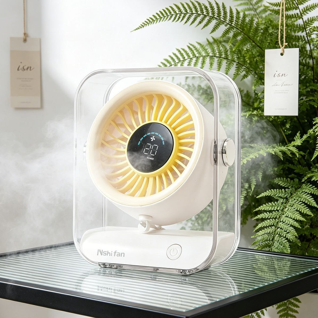Desktop Turbo Circulating Humidifying Fan, Multi-Angle Adjustable Quiet Desk Fan for Home & Office