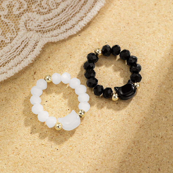 Cat Beaded Stretch Ring (Multi-Color Cute Kawaii Style Band)