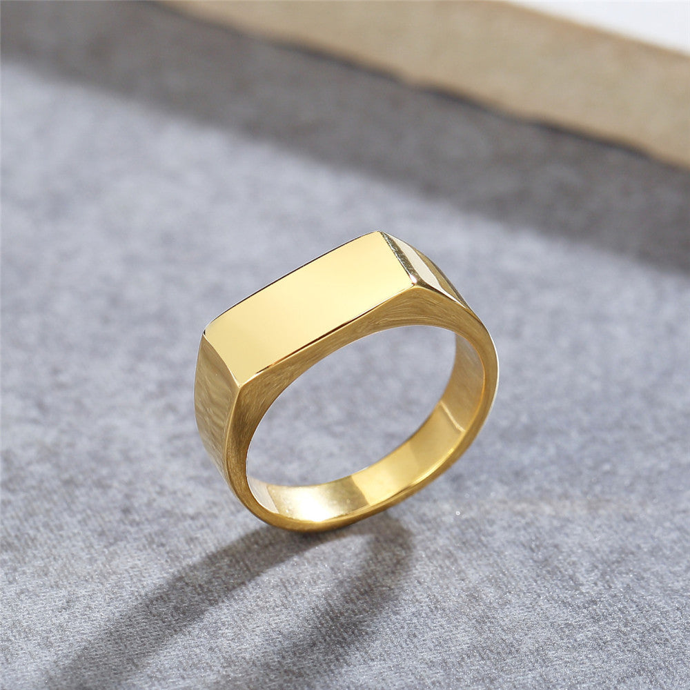 S925 Silver Rectangular Blank Signet Ring, Minimalist Geometric Wide Band Men Ring