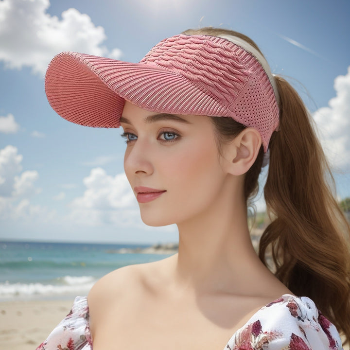 Bubble Texture Open Top Sun Visor Hat, 6 Colors Breathable Sports Visor Cap