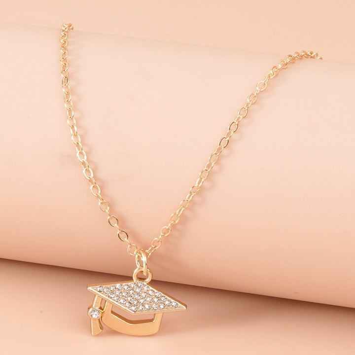 Graduation Cap Rhinestone Pendant Necklace