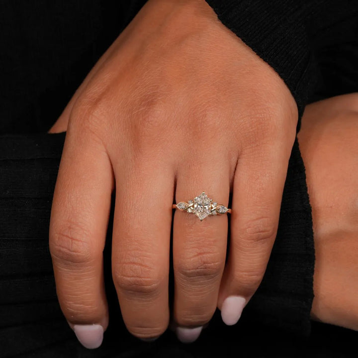 Kite-Cut Diamond Vine Carving Ring (Vintage Luxury Ritual Style)