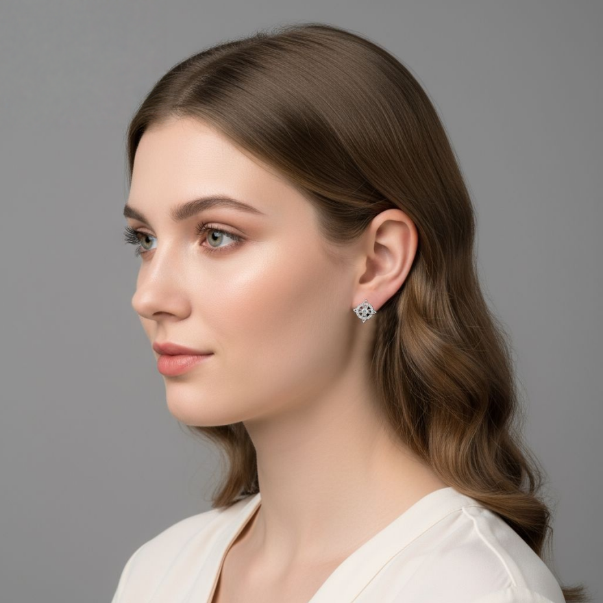 Witch's Knot Birthstone Stud Earrings (12 Colors Silver Tone Jewelry)