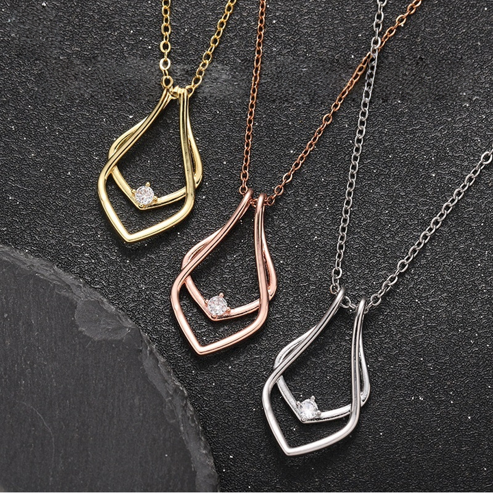 Double Layer Teardrop Diamond Pendant Necklace (3 Colors Minimalist Luxury Choker)