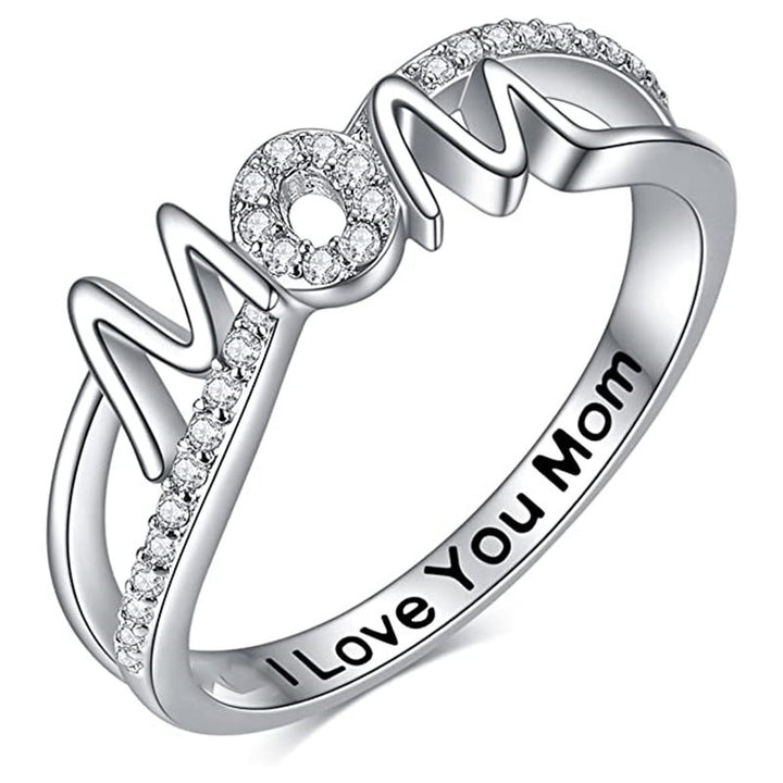 MOM Letter Diamond Mom Ring (Mother's Day Gratitude Gift Band)