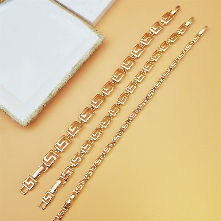 Geometric Square Maze‑Link Chain Bracelet