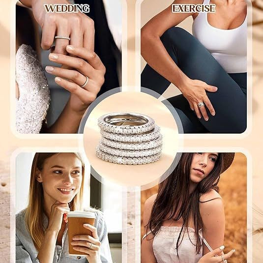 Luxury Pavé Eternity Band Ring (Stackable Silver Tone Statement Ring)