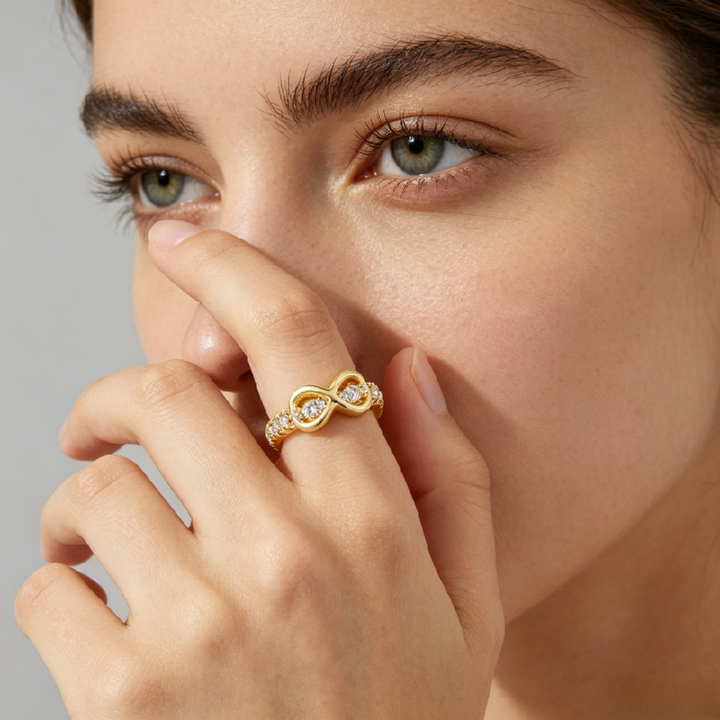 Infinity Knot Diamond Stackable Ring (Multi-Color Delicate Luxury Band)