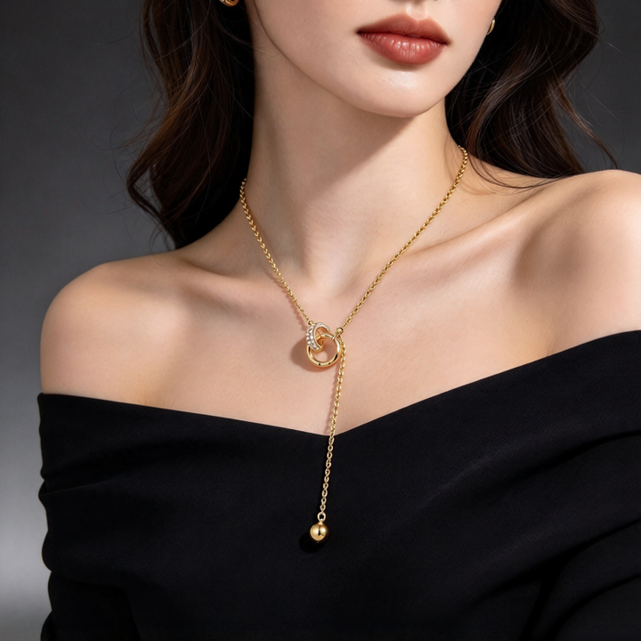 Double Interlocking Diamond Adjustable Necklace