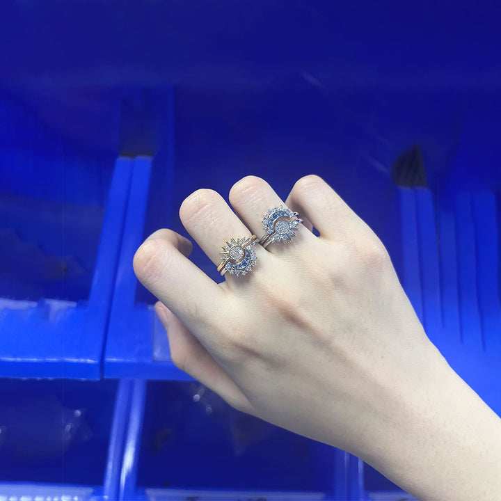 Sun & Moon Heart Couple Rings (Romantic Bond Vibe Style)