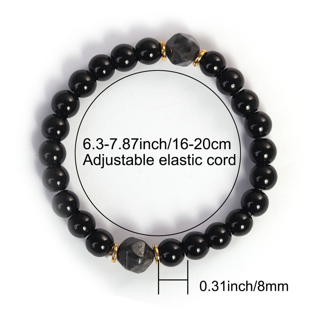 Black Onyx & Raw Stone Cut Beaded Bracelet (Light Luxury Niche Dark Style Bracelet)