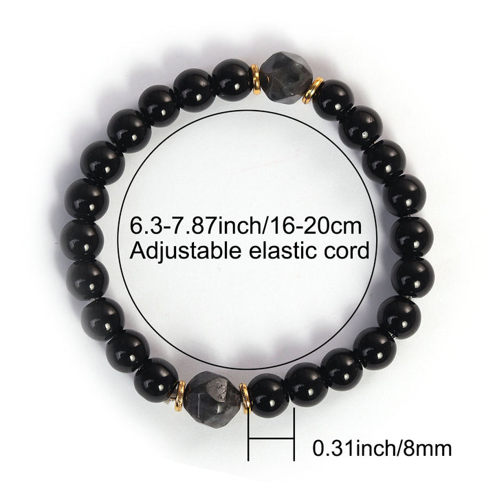 Black Onyx & Raw Stone Cut Beaded Bracelet (Light Luxury Niche Dark Style Bracelet)
