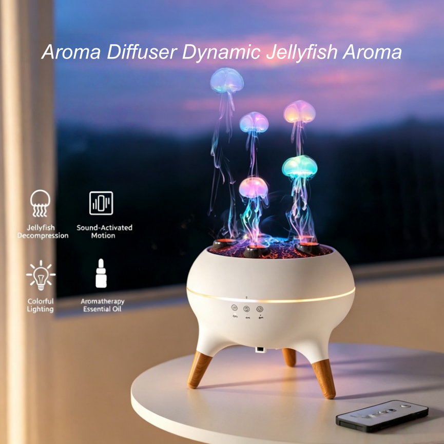 5-Hole Jellyfish Mist Aroma Diffuser, Multi-Color LED Timing Silent Home Scent Humidifier