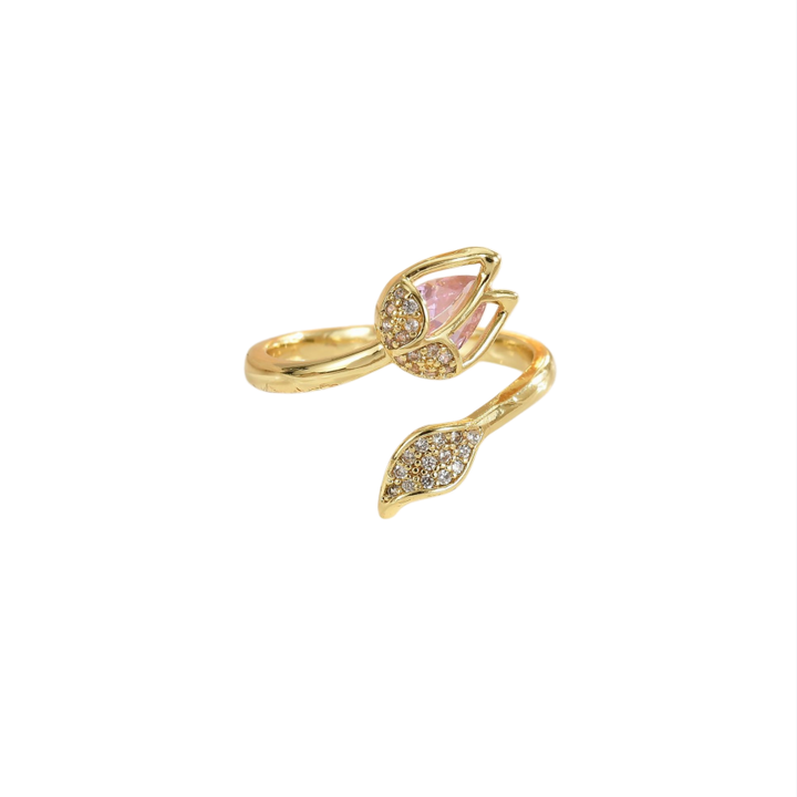 Tulip Gemstone Open Ring (Multi-Color Luxury Women's Band)