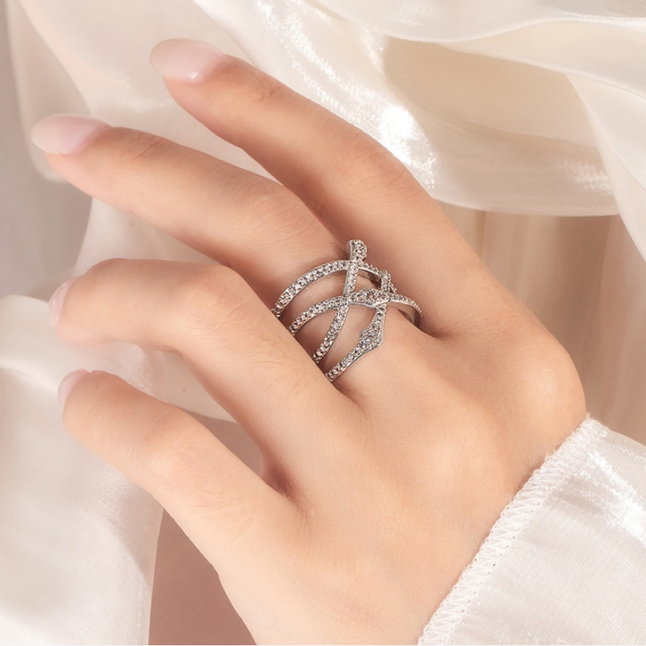 Intertwined Criss‑Cross Open Wide Band Ring
