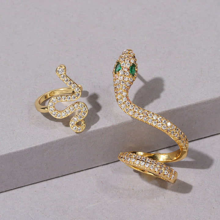 Serpent Pavé Asymmetrical Ear Cuff Set (Light Luxury Niche Edgy Earrings)